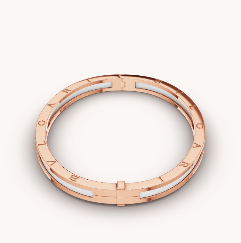 Bvlgari ZERO 1 PINK GOLD WITH WHITE CERAMIC BRACELET