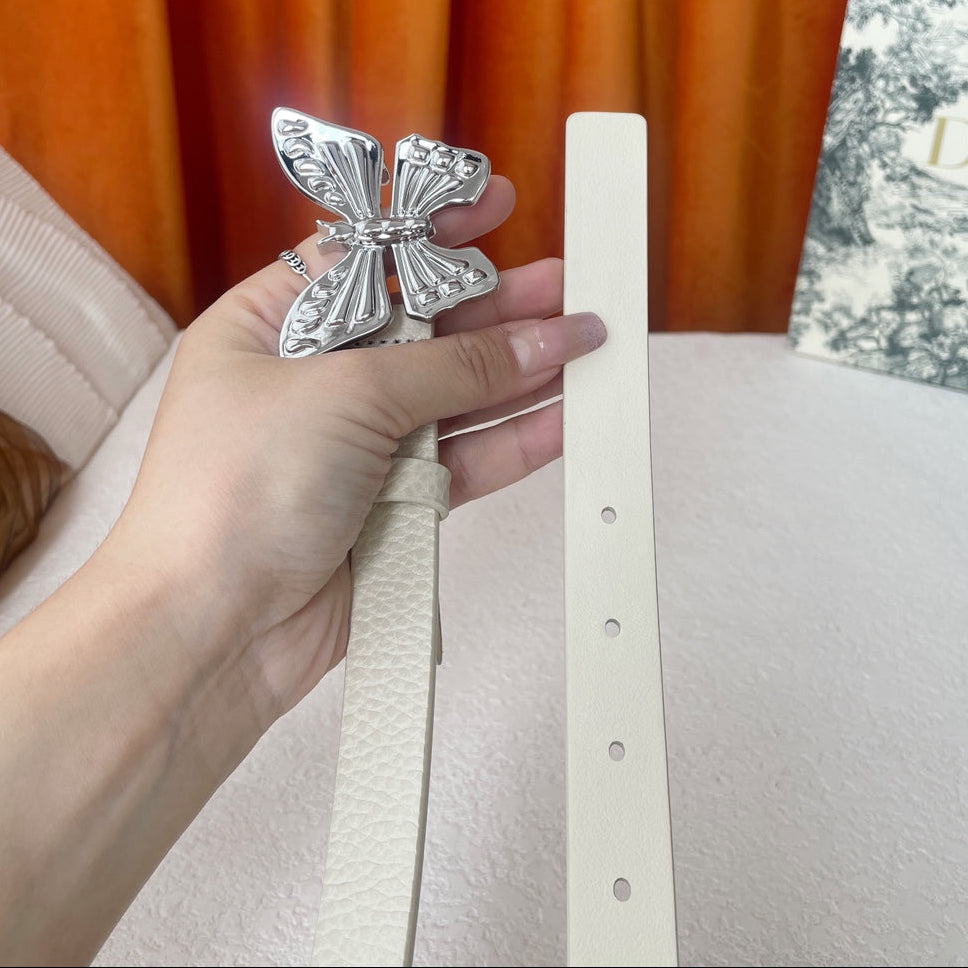 DIOR 25S BELT 20 MM IN CREAM WHITE CALFSKIN 571775