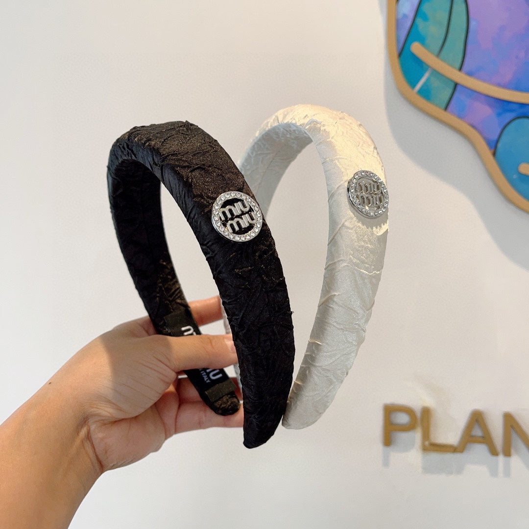 CHANEL THICK HEADBAND IN BLACK FABRIC 432779