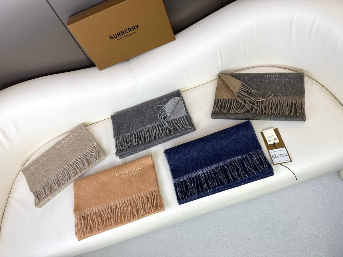 BURBERRY SCARF 180 CM IN MOUSE GRAY AND CAMEL BEIGE CASHMERE 398416
