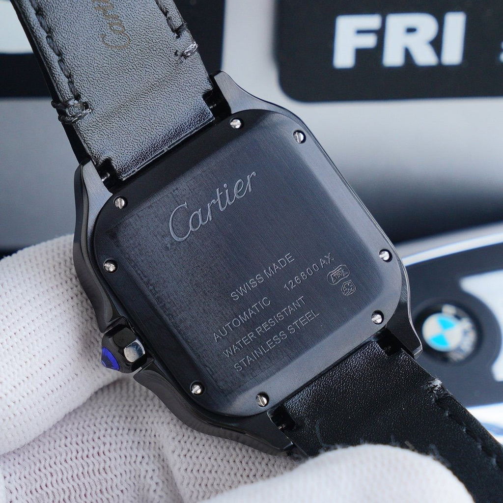 CARTIER SANTOS 40MM BLACK CASE LEATHER STRAP