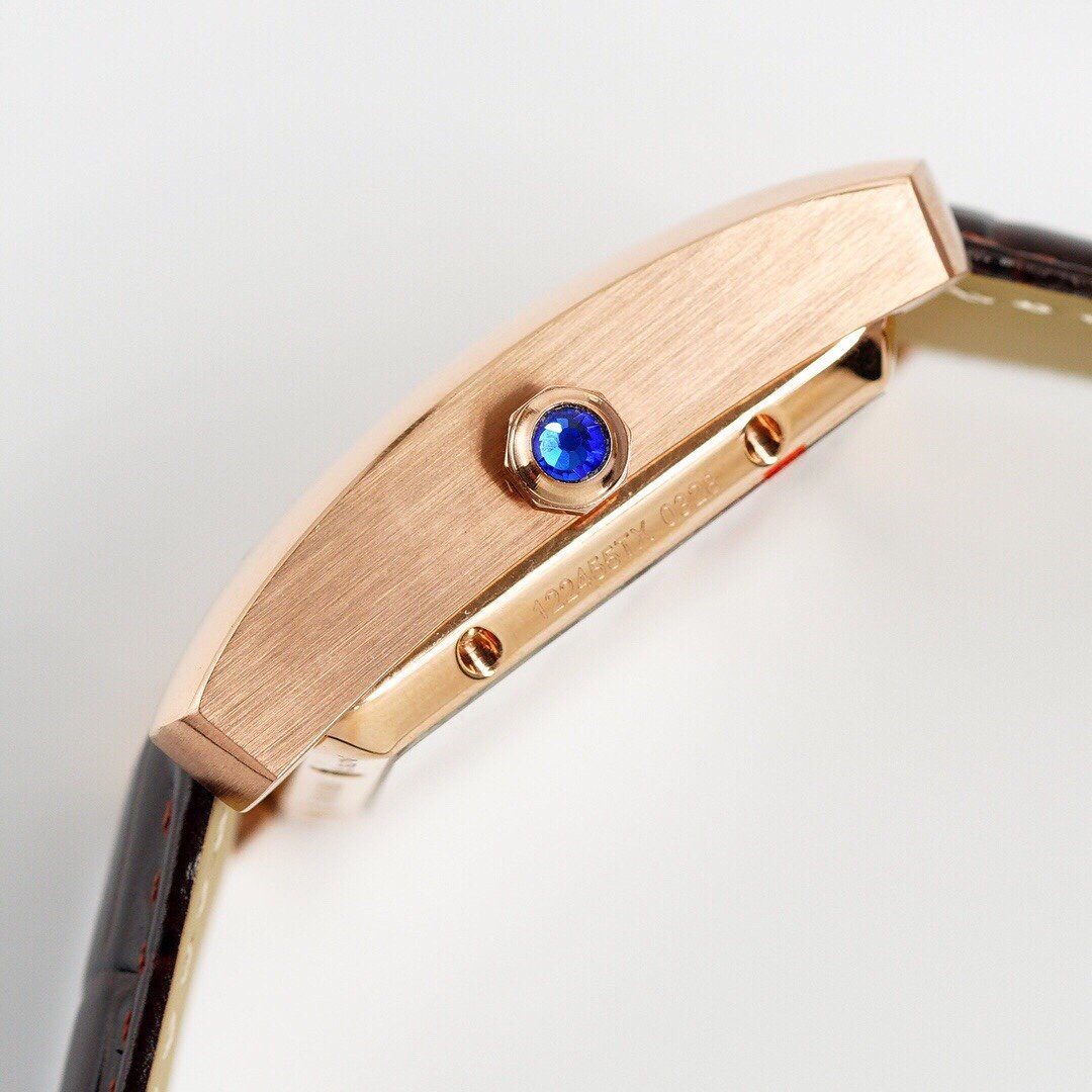 CARTIER TANK MC SECOND TIME ROSE GOLD CASE LEATHER