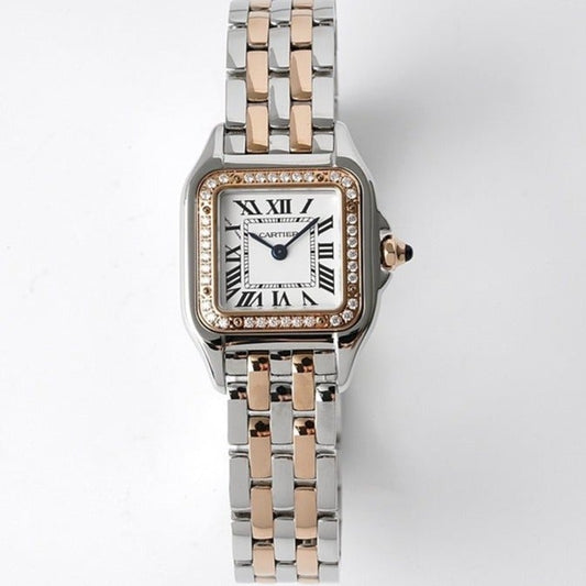 CARTIER PANTHERE DE CARTIE 22MM QUARTZ ROSE GOLD STEEL WHITE DIAL