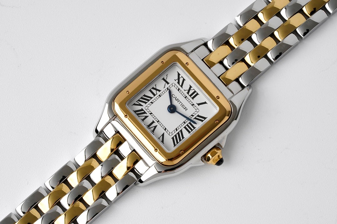 CARTIER PANTHERE DE CARTIE 22MM QUARTZ GOLD STEEL WHITE DIAL