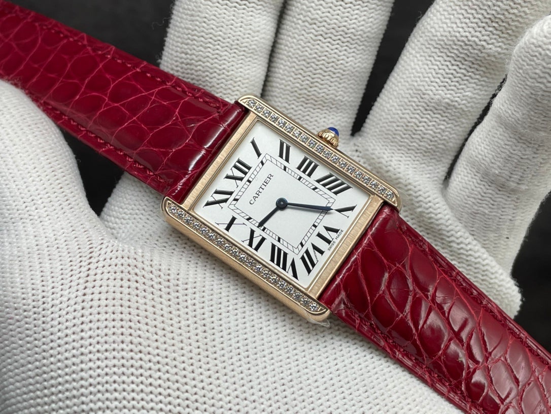 TANK LOUIS DE CARTIER QUARTZ GOLD CASE DIAMOND BEZEL