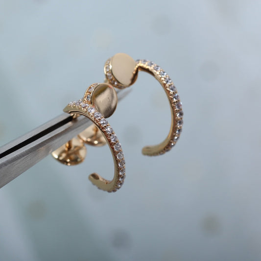 CARTIER JUSTE EARRINGS 12.75MM PINK GOLD DIAMOND