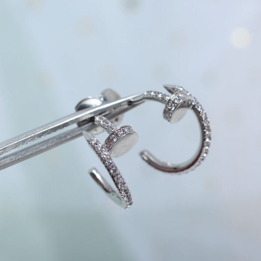 CARTIER JUSTE EARRINGS 12.75MM SILVER DIAMOND