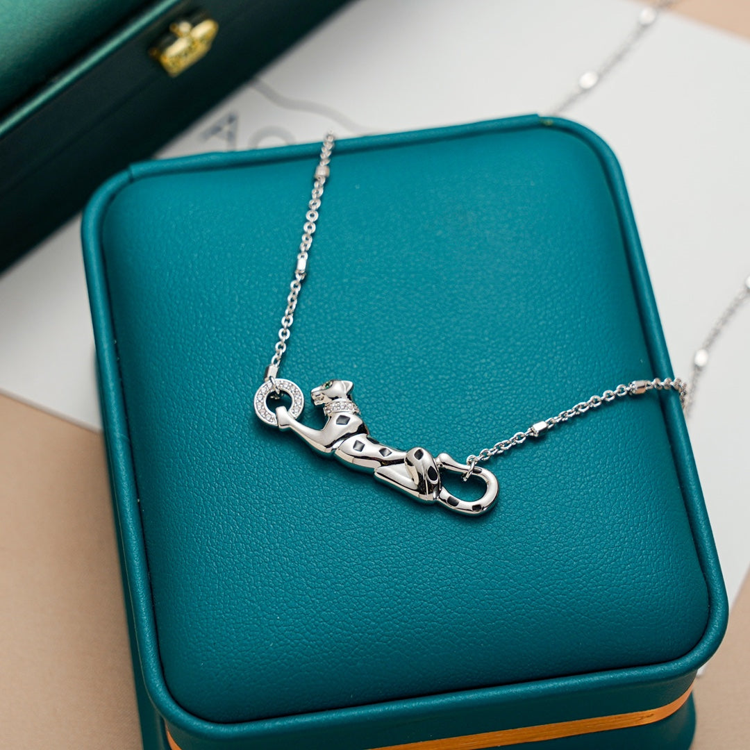 CARTIER PANTHERE PEDANT SILVER NECKLACE