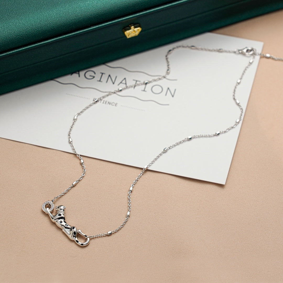 CARTIER PANTHERE PEDANT SILVER NECKLACE