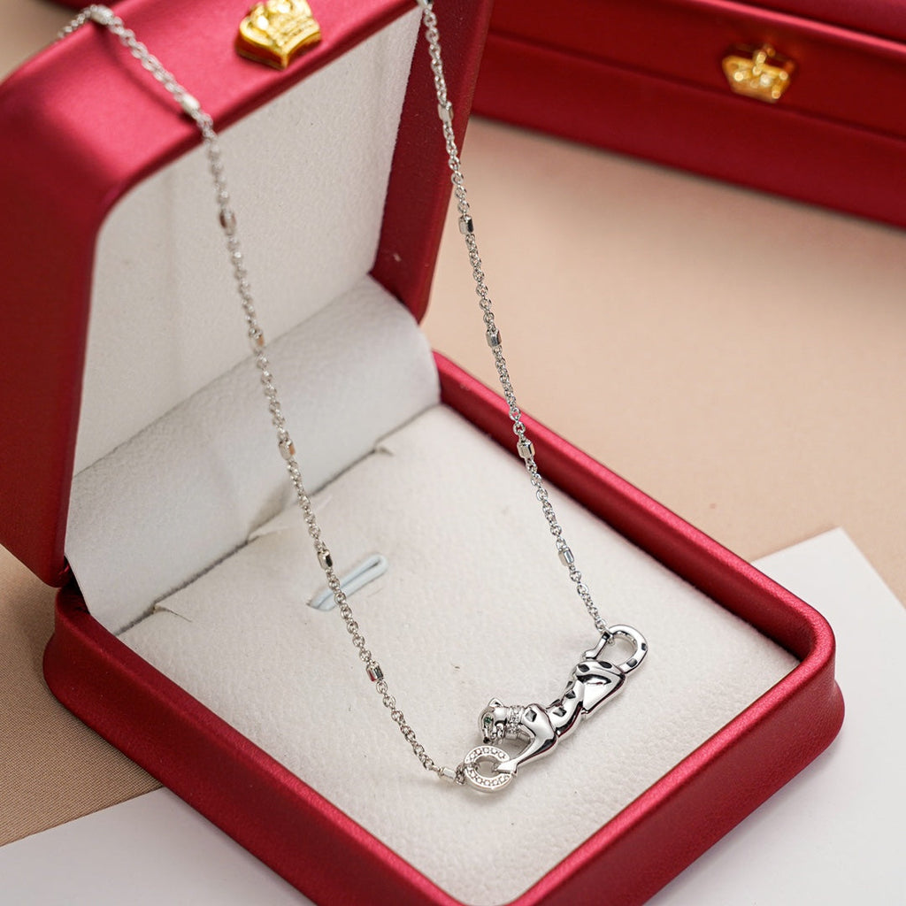 CARTIER PANTHERE PEDANT SILVER NECKLACE