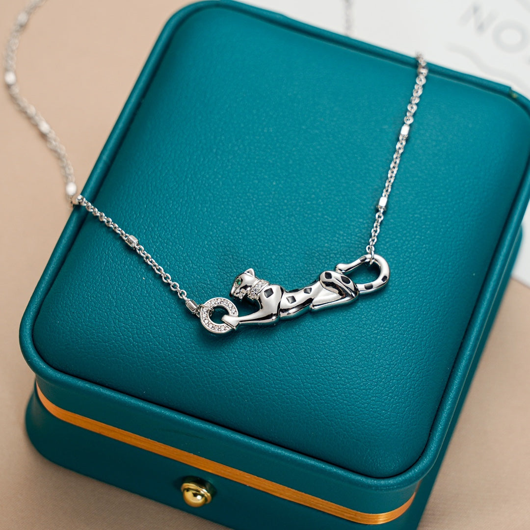 CARTIER PANTHERE PEDANT SILVER NECKLACE