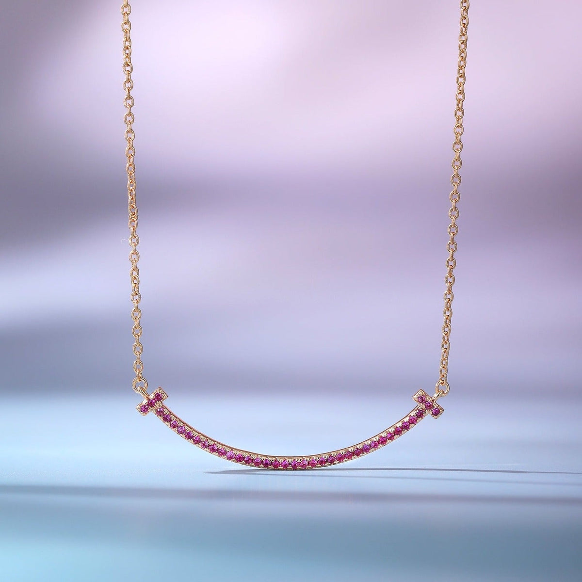 TIFFANY BIG SMILE PEDANT PINK DIAMOND NECKLACE
