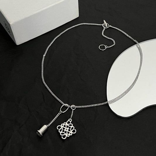 LOEWE ANAGRAM DOUBLE CHARM NECKLACE