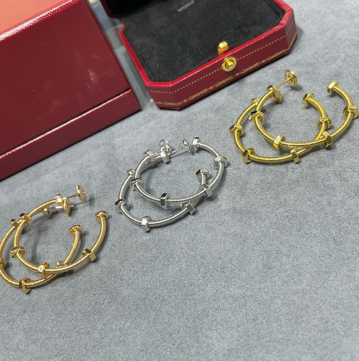 CARTIER ECROU LARGE HOOP EARRINGS