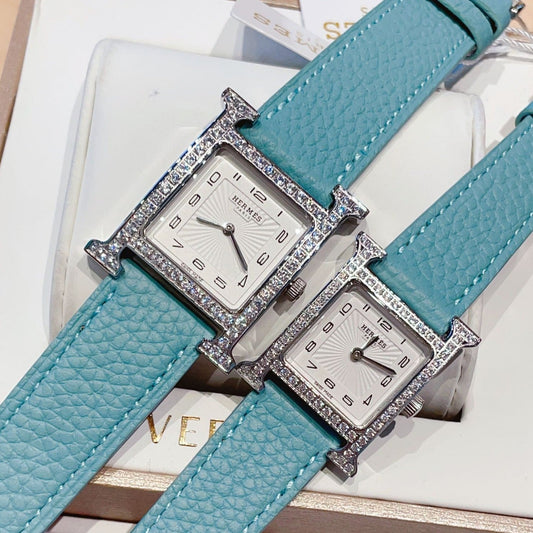 HERMES HEURE H 26 SILVER WHITE DIAL EPSOM LEATHER EPSOM LEATHER