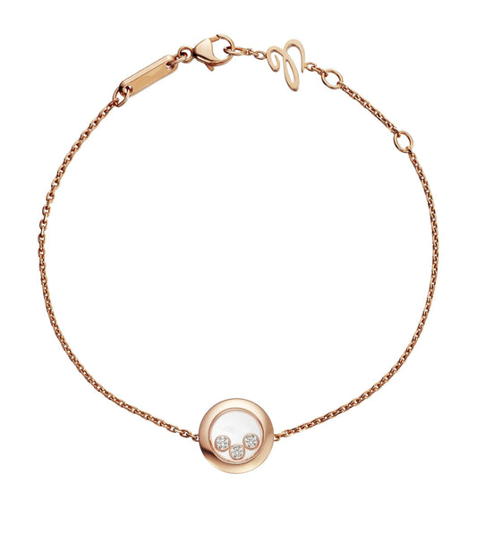CHOPARD HAPPY HEART BRACELET PINK GOLD 3 DIAMOND