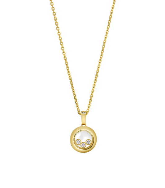 CHOPARD HAPPY PEDANT GOLD 3 DIAMOND NECKLACE