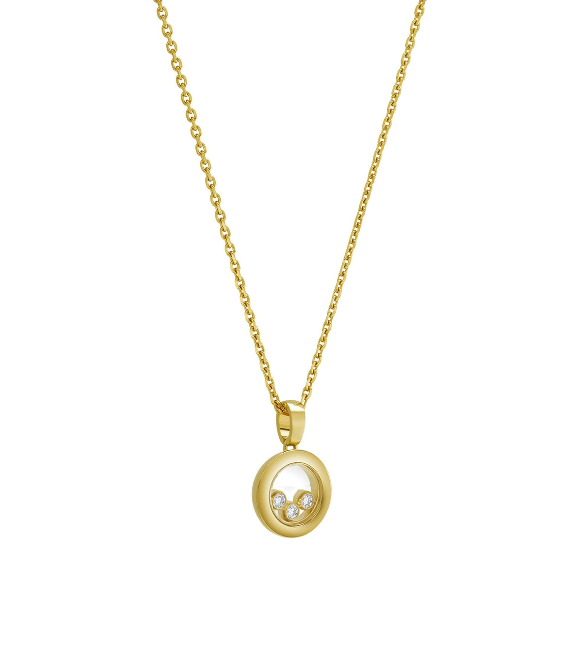CHOPARD HAPPY PEDANT GOLD 3 DIAMOND NECKLACE
