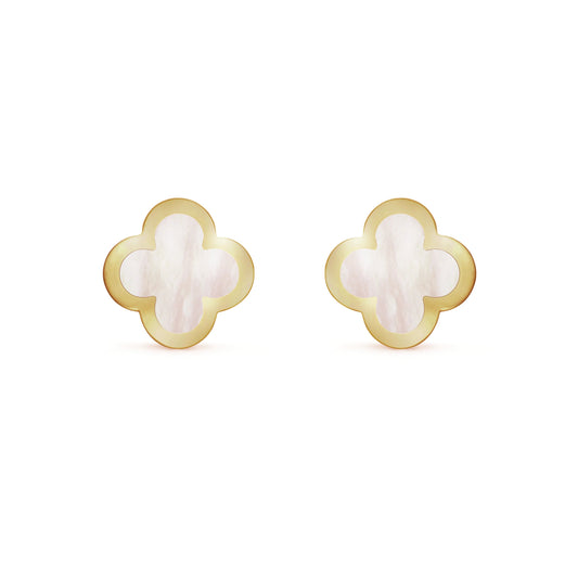 Van Cleef & Arpels PURE CLOVER MOP PINK GOLD EARRINGS