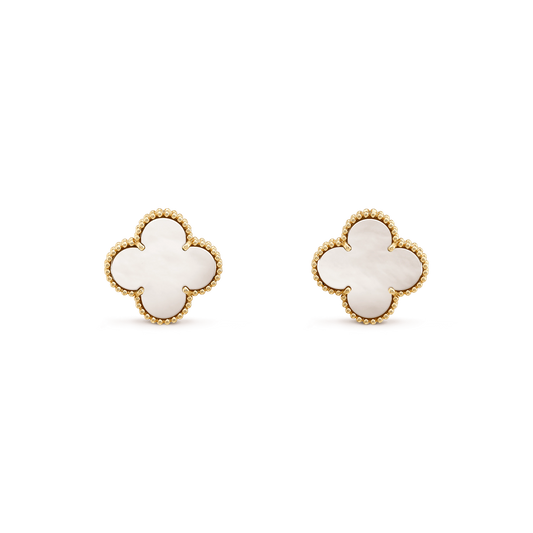 Van Cleef & Arpels CLOVER MEDIUM WHITE MOP PINK GODL EARRINGS