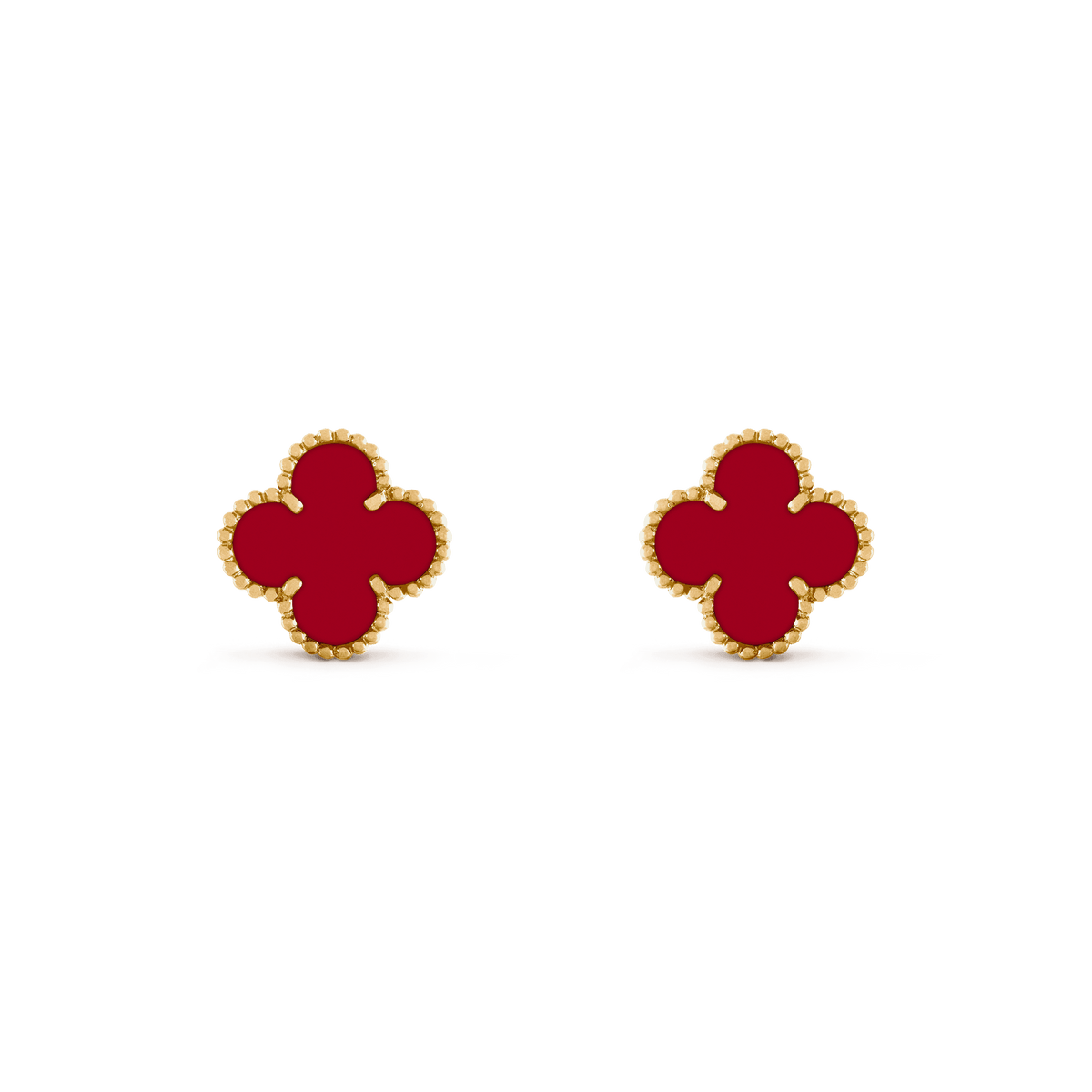 Van Cleef & Arpels CLOVER MEDIUM CARNELIAN PINK GODL EARRINGS