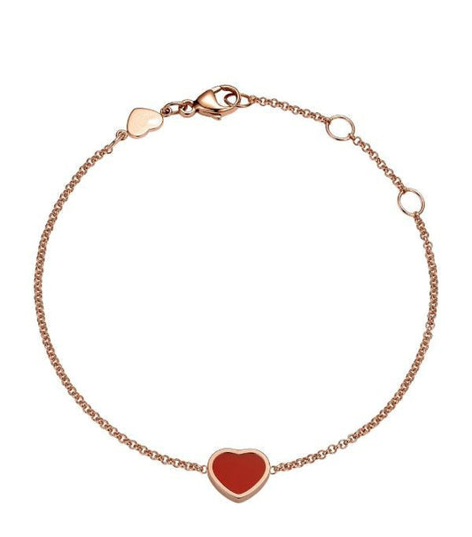 CHOPARD HAPPY HEART CARNELIAN PINK GOLD BRACELET DIAMOND