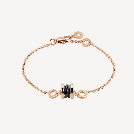 Bvlgari ZERO 1 SOFT PINK GOLD AND BLACK CERAMIC BRACELET