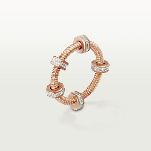CARTIER NUTS AND BOLTS PINK GOLD DIAMOND RING