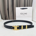 CELINE Medium Triomphe Belt 25mm Black Calfskin Gold Loop Ghw