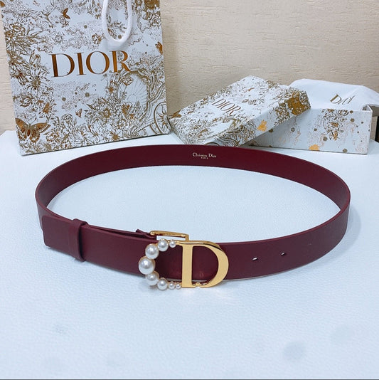 DIOR 25S BELT 30 MM IN RED CALFSKIN 586579