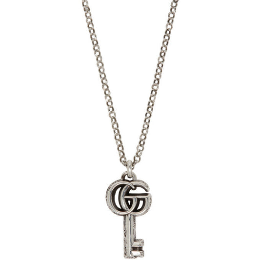 GUCCI SILVER DOUBLE G KEY NECKLACE