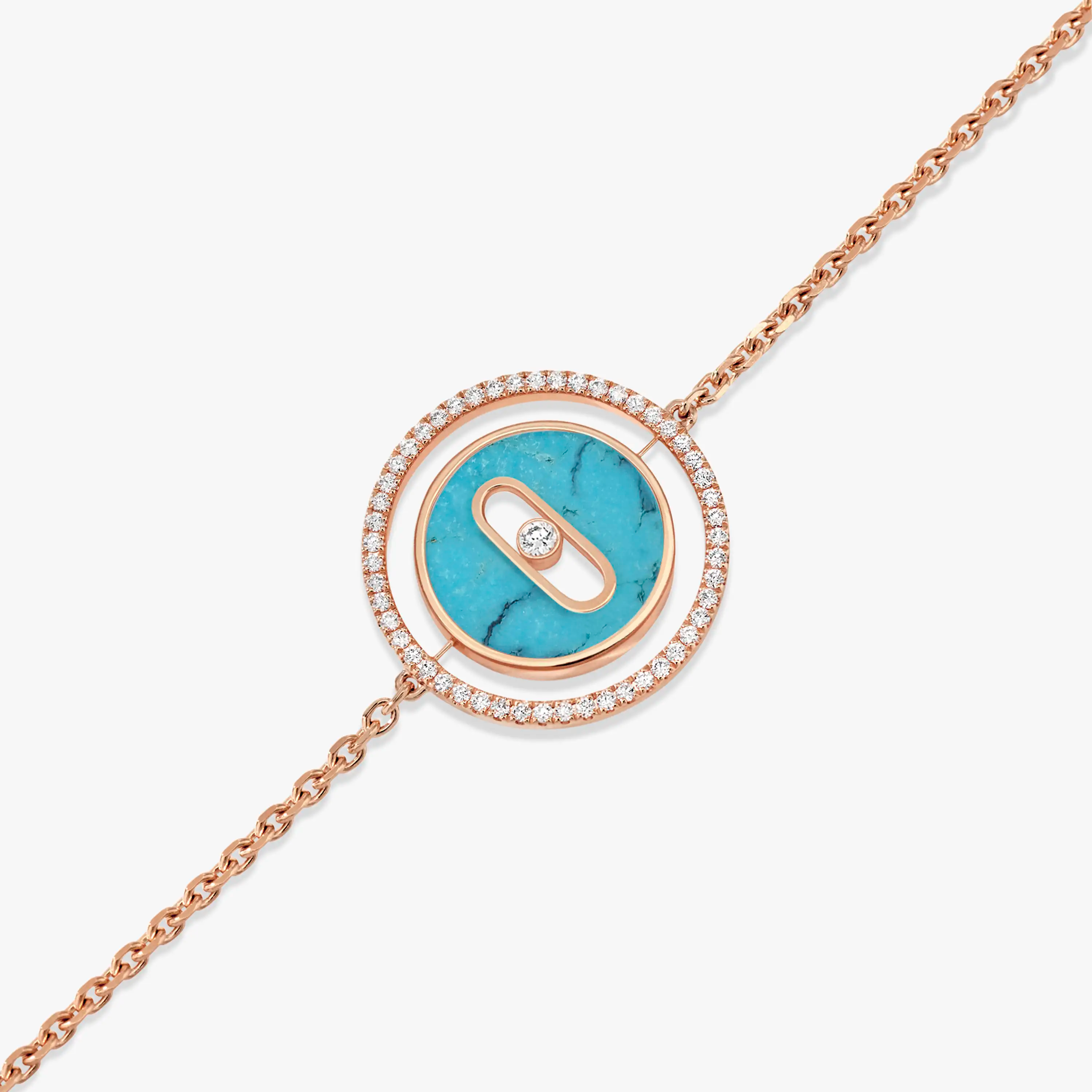MESSIKA LUCKY MOVE TURQUOISE PINK GOLD DIAMOND BRACELET