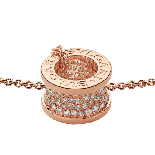 Bvlgari ZERO 1 PINK GOLD PENDANT NECKLACE WITH PAVED DIAMONDS