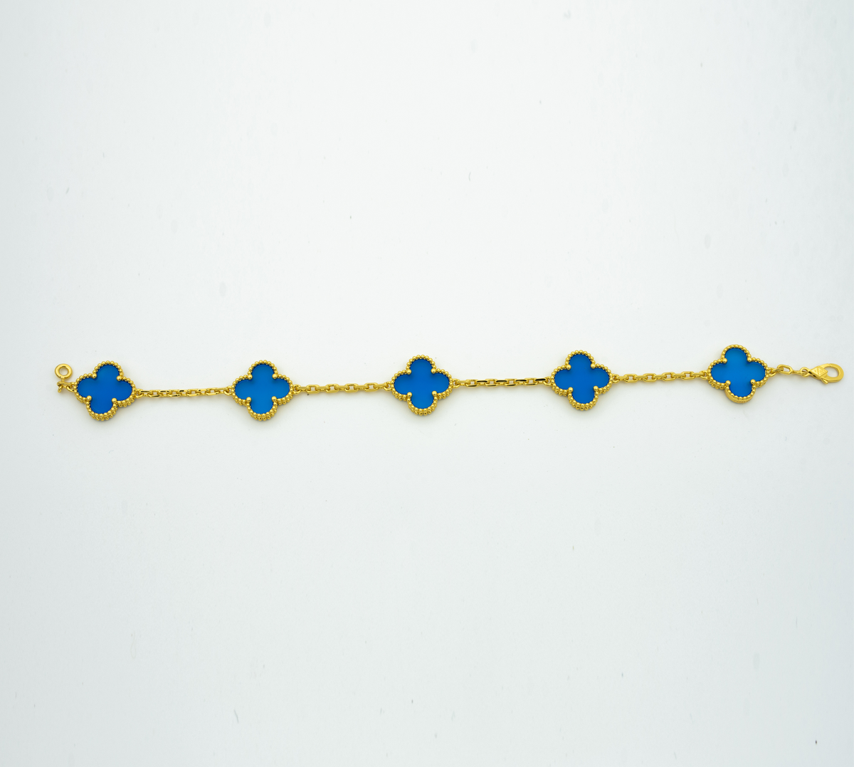 Van Cleef & Arpels CLOVER BRACELET 5 MOTIFS BLUE AGATE
