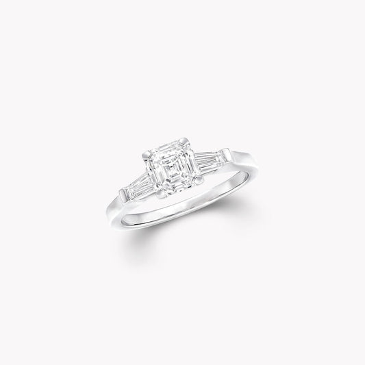 GRAFF PROMISE SQUARE EMERALD CUT SILVER DIAMOND RING