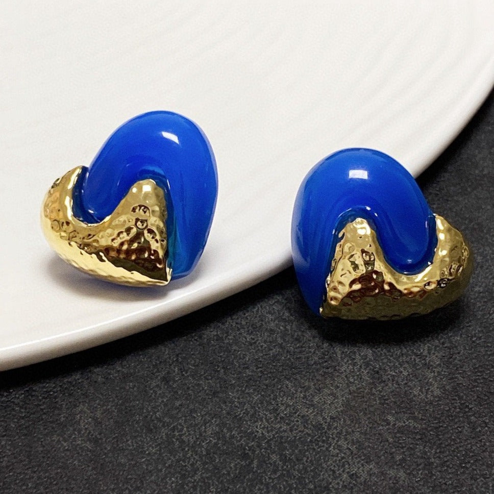 FENDI F HEART GOLD BLUE EARRINGS