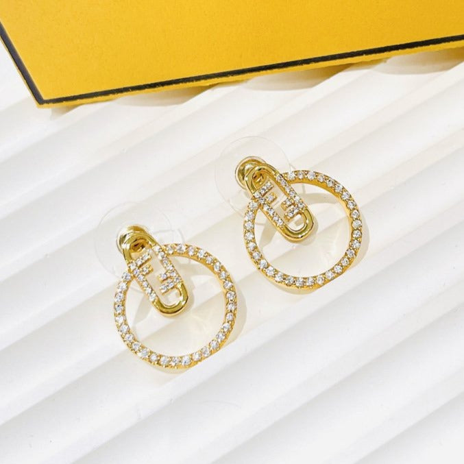 FENDI O’LOCK EARRINGS GOLD DIAMOND