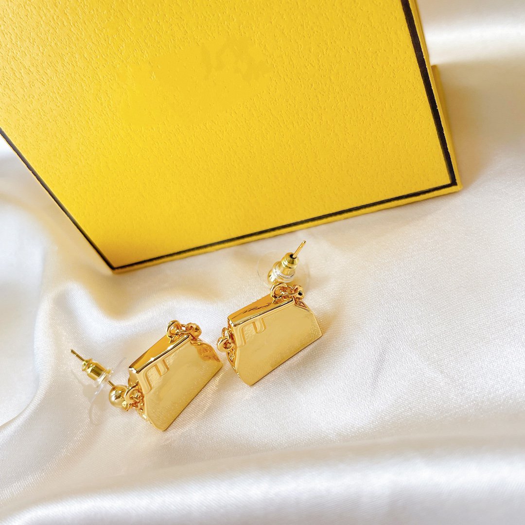 FENDI FF BAG GOLD EARRINGS