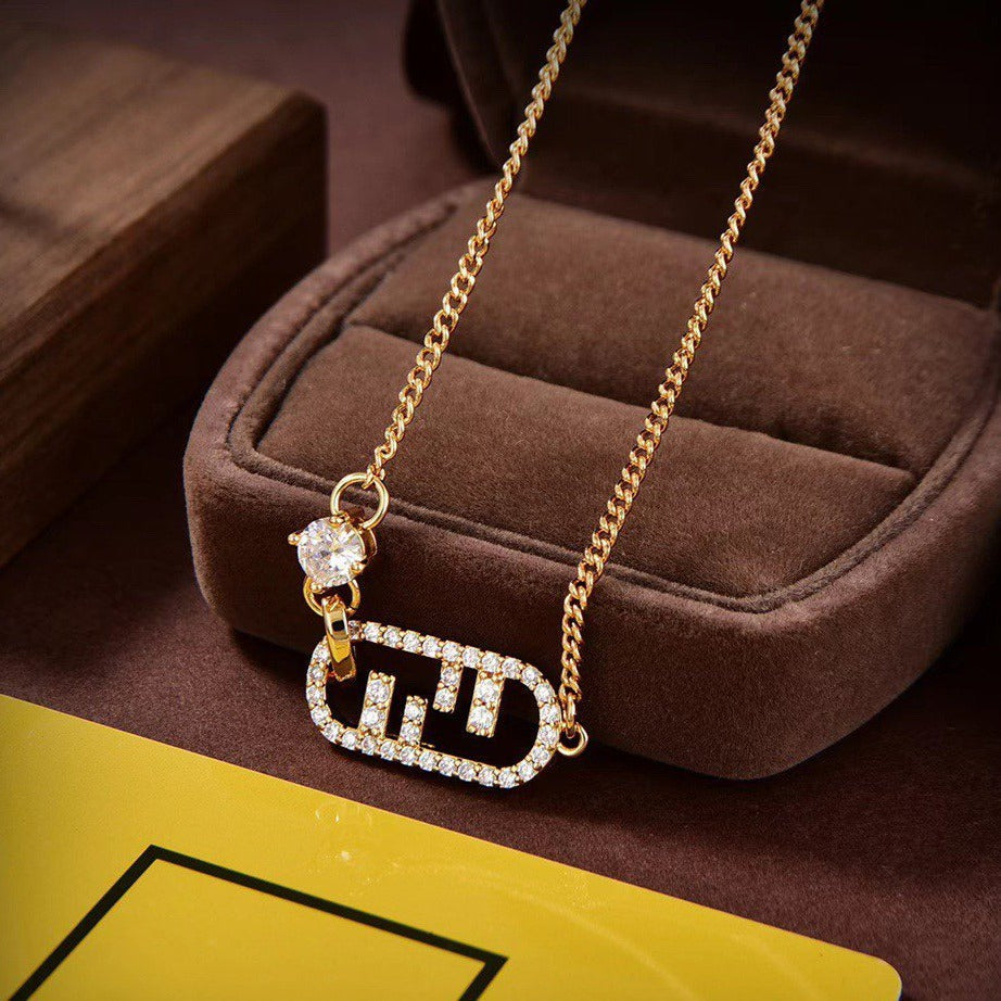 FENDI DOUBLE F GOLD DIAMOND NECKLACE
