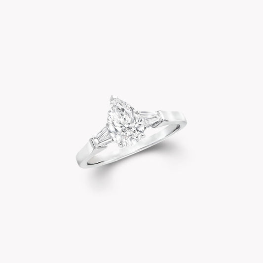 GRAFF PROMISE PEAR SHAPE SILVER DIAMOND ENGAGEMENT RING