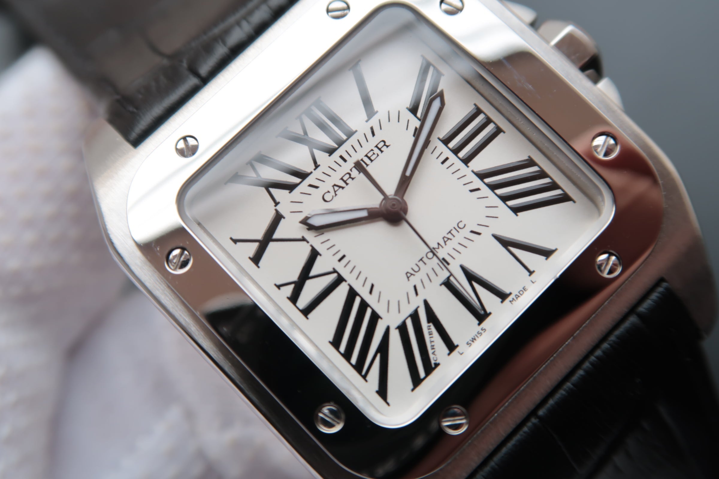 CARTIER SANTOS 100 39MM STEEL CASE WHITE DIAL