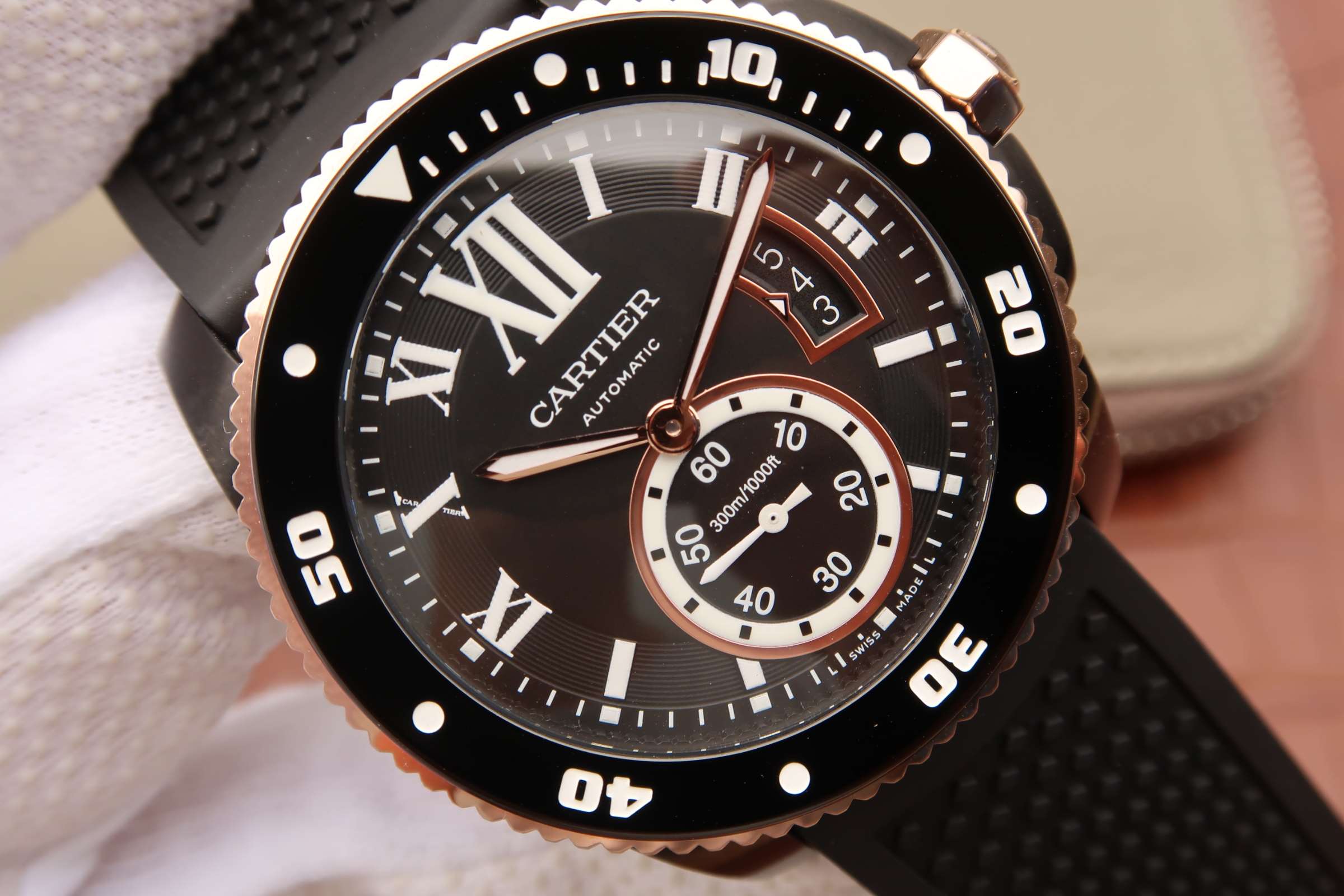 CARTIER CALIBRE DIVER 42 AUTOMATIC BLACK CASE BLACK DIAL