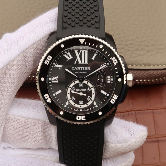 CARTIER CALIBRE DIVER 42 AUTOMATIC BLACK CASE STEEL BEZEL