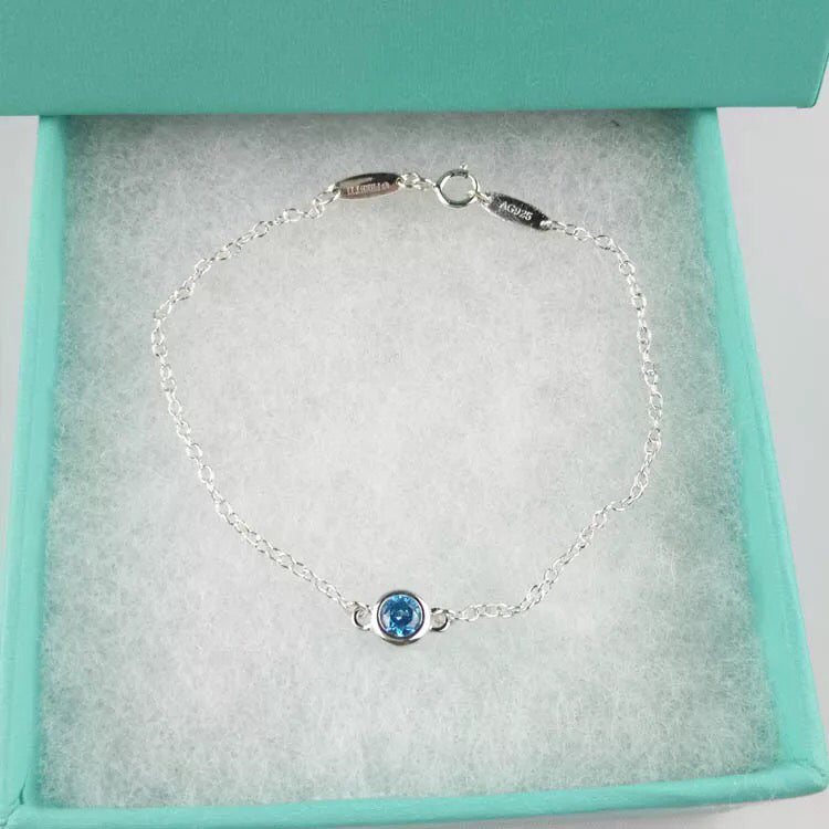 TIFFANY DIAMOND STERLING SILVER AQUAMARINE BUBBLE BRACELET