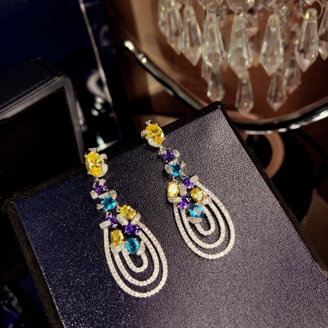 GRAFF GRA MULTICOLOR DIAMOND DROP EARRINGS