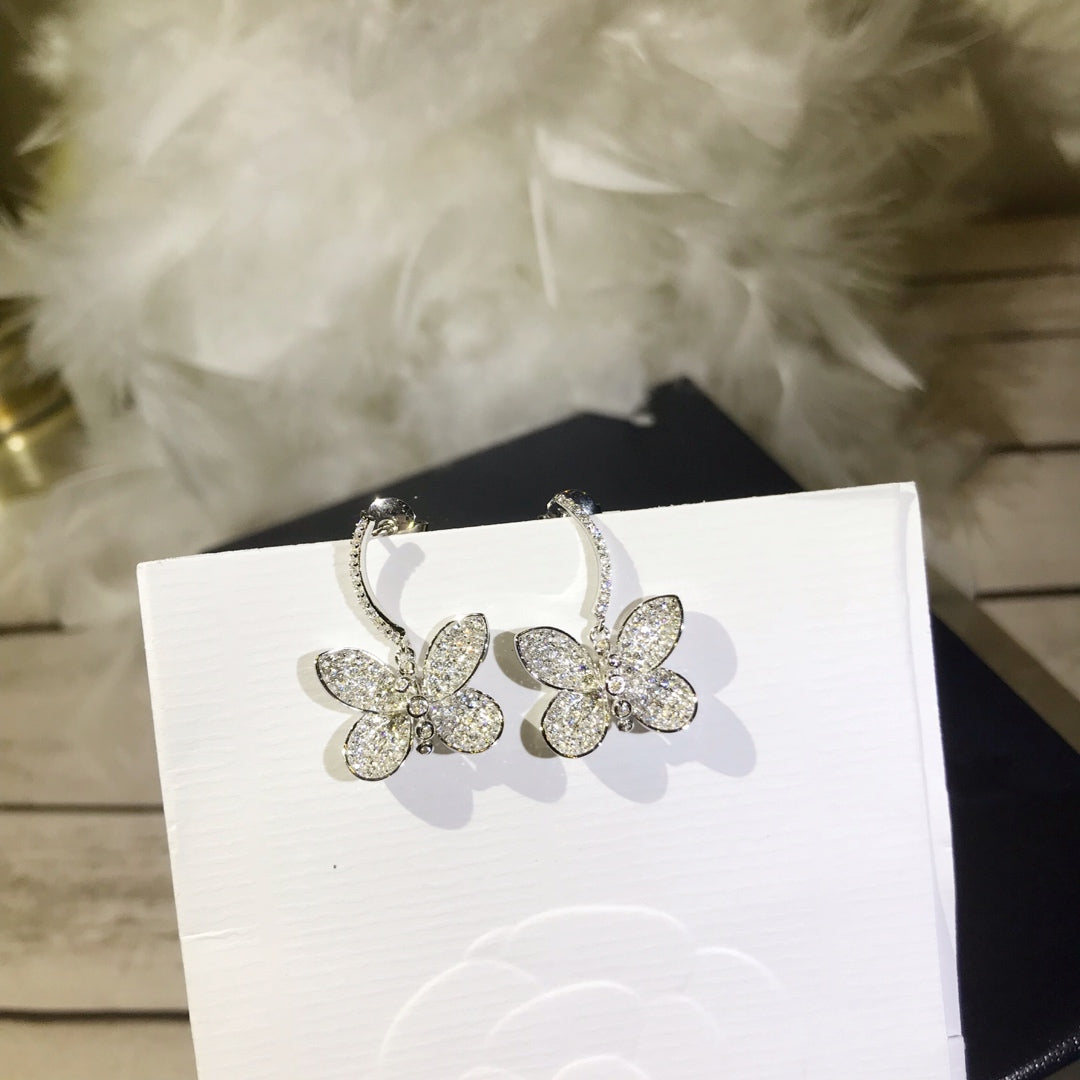 GRAFF BUTTERFLY SILVER DIAMOND EARRINGS