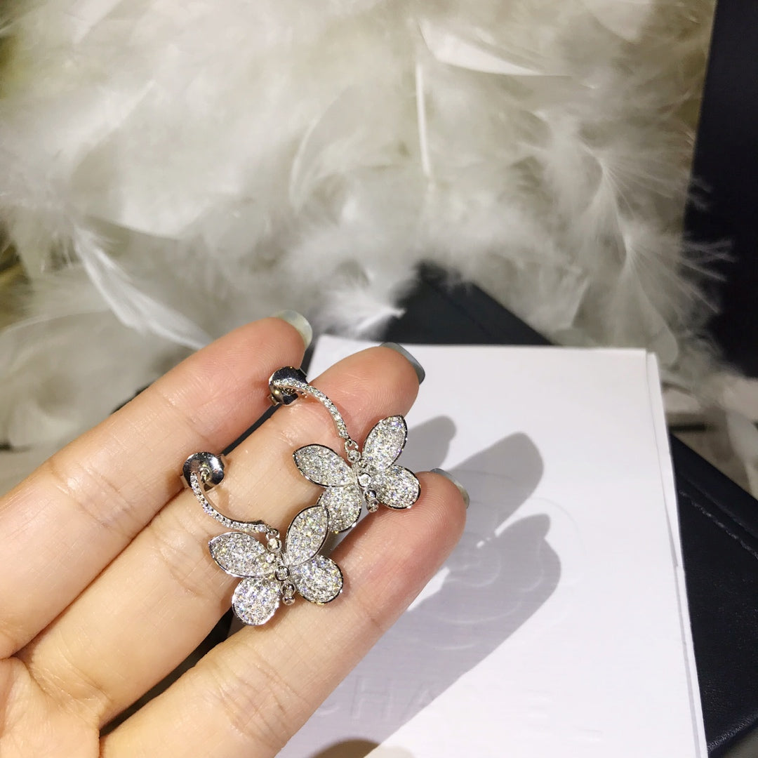 GRAFF BUTTERFLY SILVER DIAMOND EARRINGS