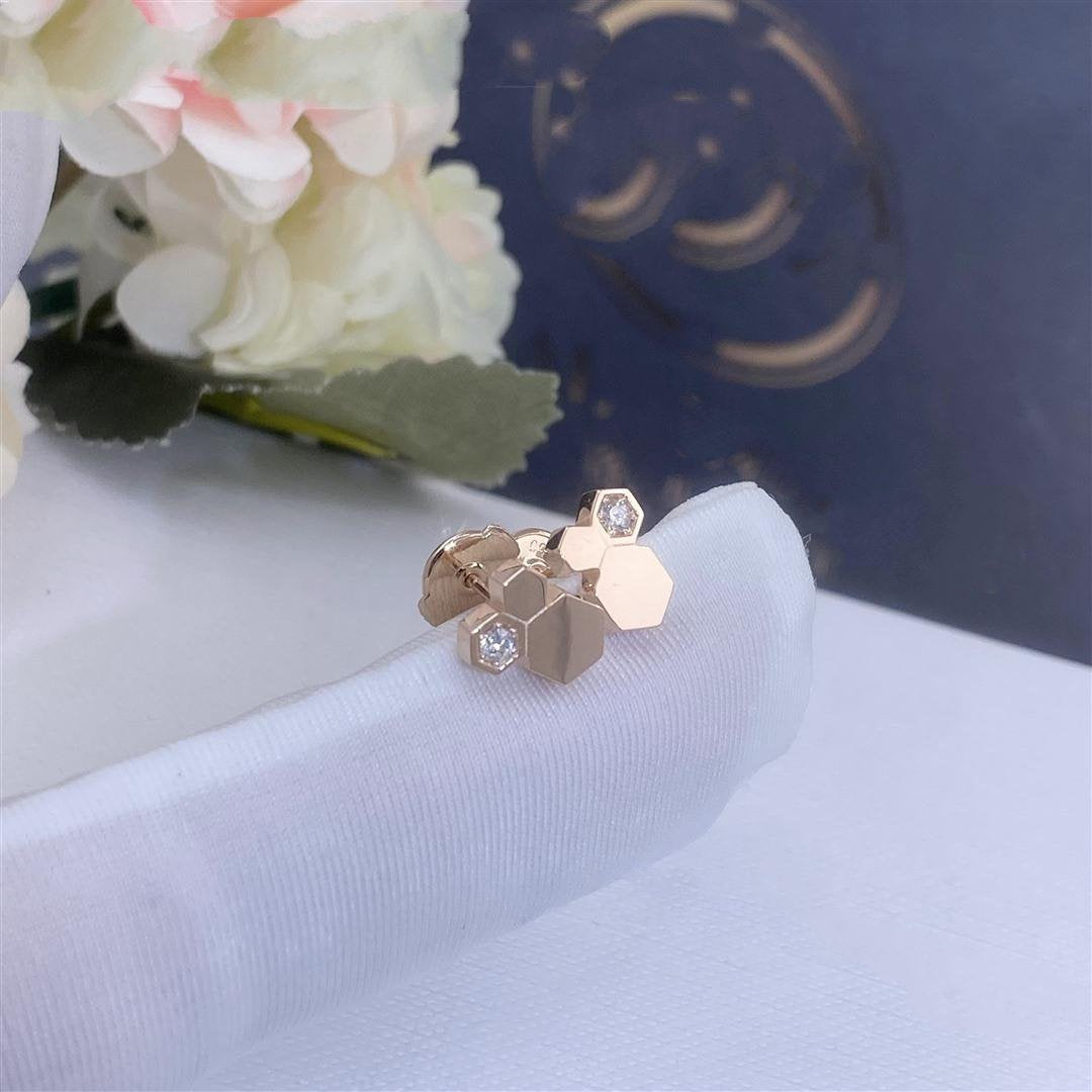 CHAUMET BEE LOVE PINK GOLD DIAMOND EARRINGS