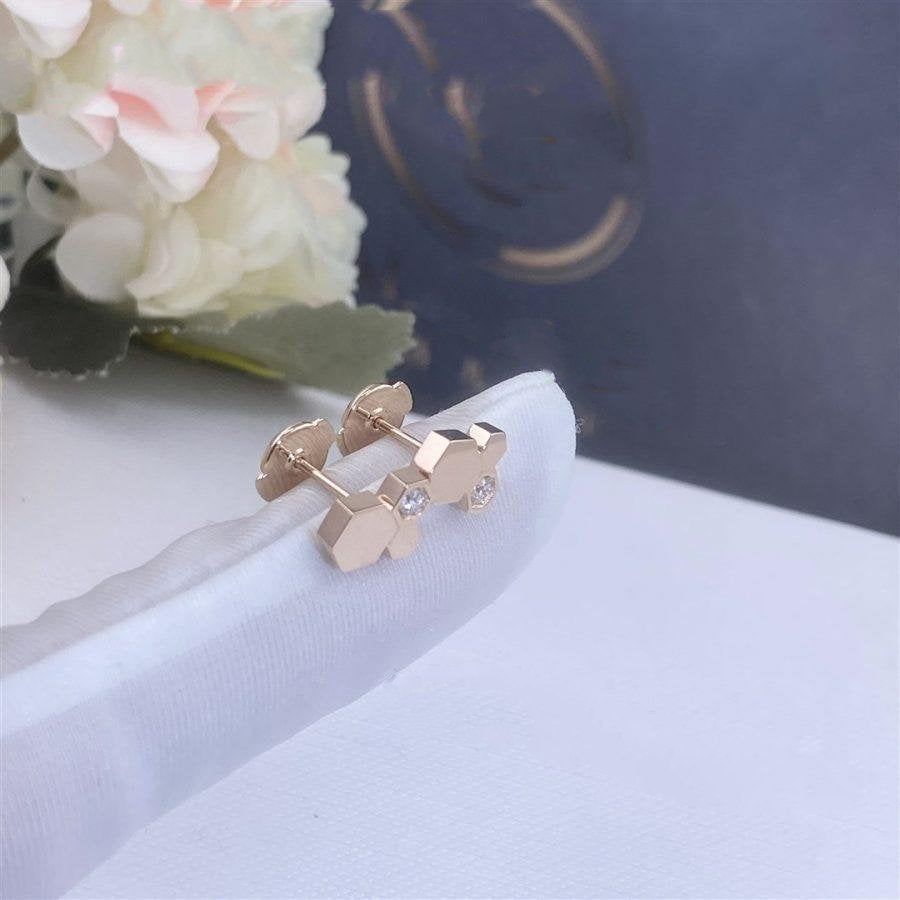 CHAUMET BEE LOVE PINK GOLD DIAMOND EARRINGS