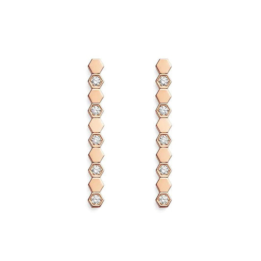 CHAUMET BEE LOVE PINK GOLD DIAMOND LONG EARRINGS